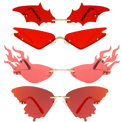 Luxury Fashion Fire Flame Sunglasses Women Rimless