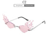 Luxury Fashion Fire Flame Sunglasses Women Rimless