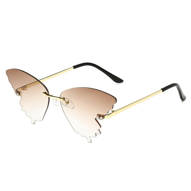 Luxury Fashion Fire Flame Sunglasses Women Rimless