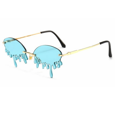 Rimless Sunglasses Women fashion  Vintage Unique Tears