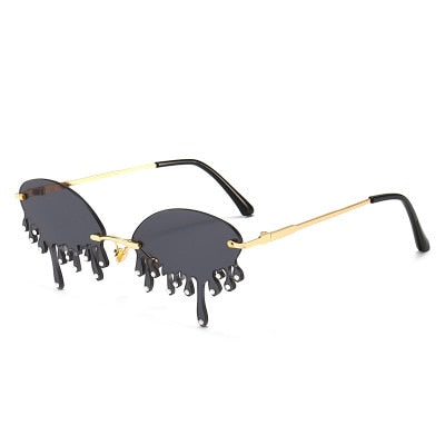 Rimless Sunglasses Women fashion  Vintage Unique Tears