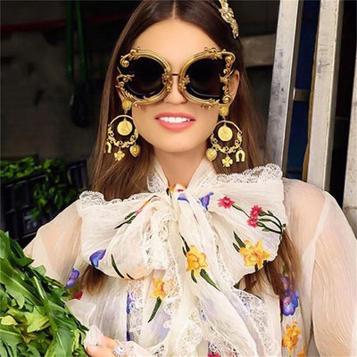 TTLIFE  Irregular Geometric Vintage Baroque Sunglasses