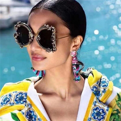 TTLIFE  Irregular Geometric Vintage Baroque Sunglasses