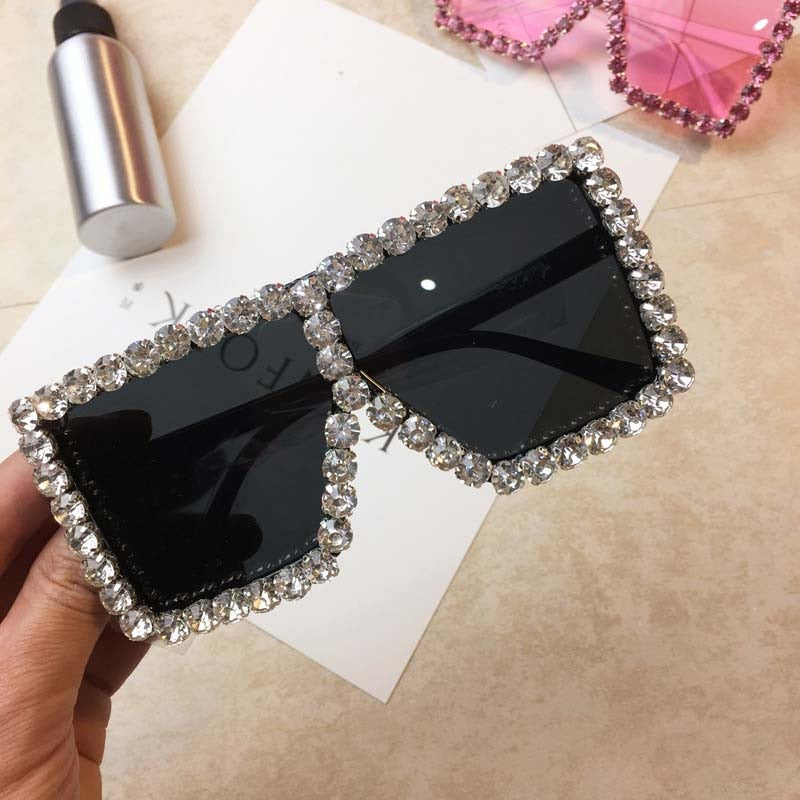 TTLIFE Fashion Large Diamond Crystal Sunglasses Women