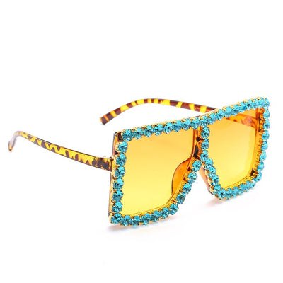 TTLIFE Fashion Large Diamond Crystal Sunglasses Women