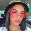 Luxury Fashion Fire Flame Sunglasses Women Rimless