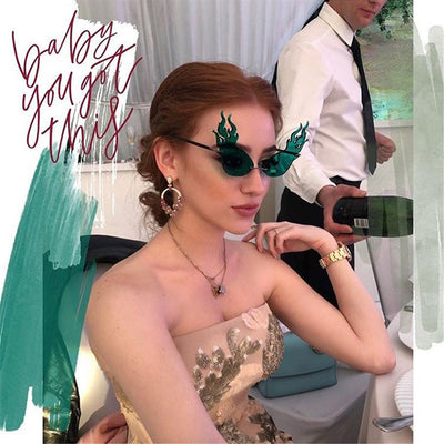 Luxury Fashion Fire Flame Sunglasses Women Rimless