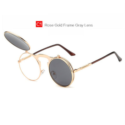 Women Men Brand Designer Retro Round Metal