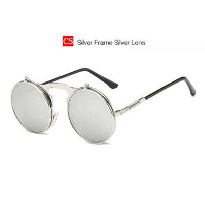 Women Men Brand Designer Retro Round Metal