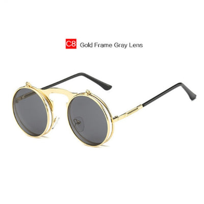 Women Men Brand Designer Retro Round Metal