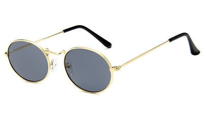 Vintage Oval Small Metal Frame Steampunk Sunglasses