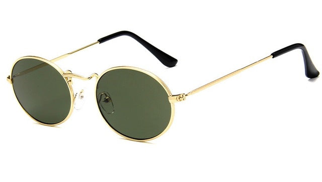 Vintage Oval Small Metal Frame Steampunk Sunglasses