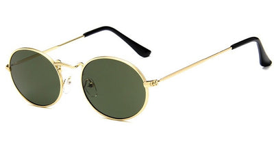 Vintage Oval Small Metal Frame Steampunk Sunglasses