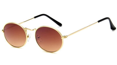 Vintage Oval Small Metal Frame Steampunk Sunglasses
