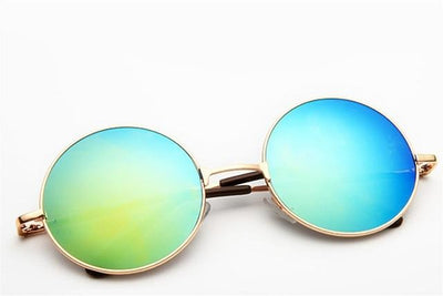 Round Metal Frame Men Women Sunglasses